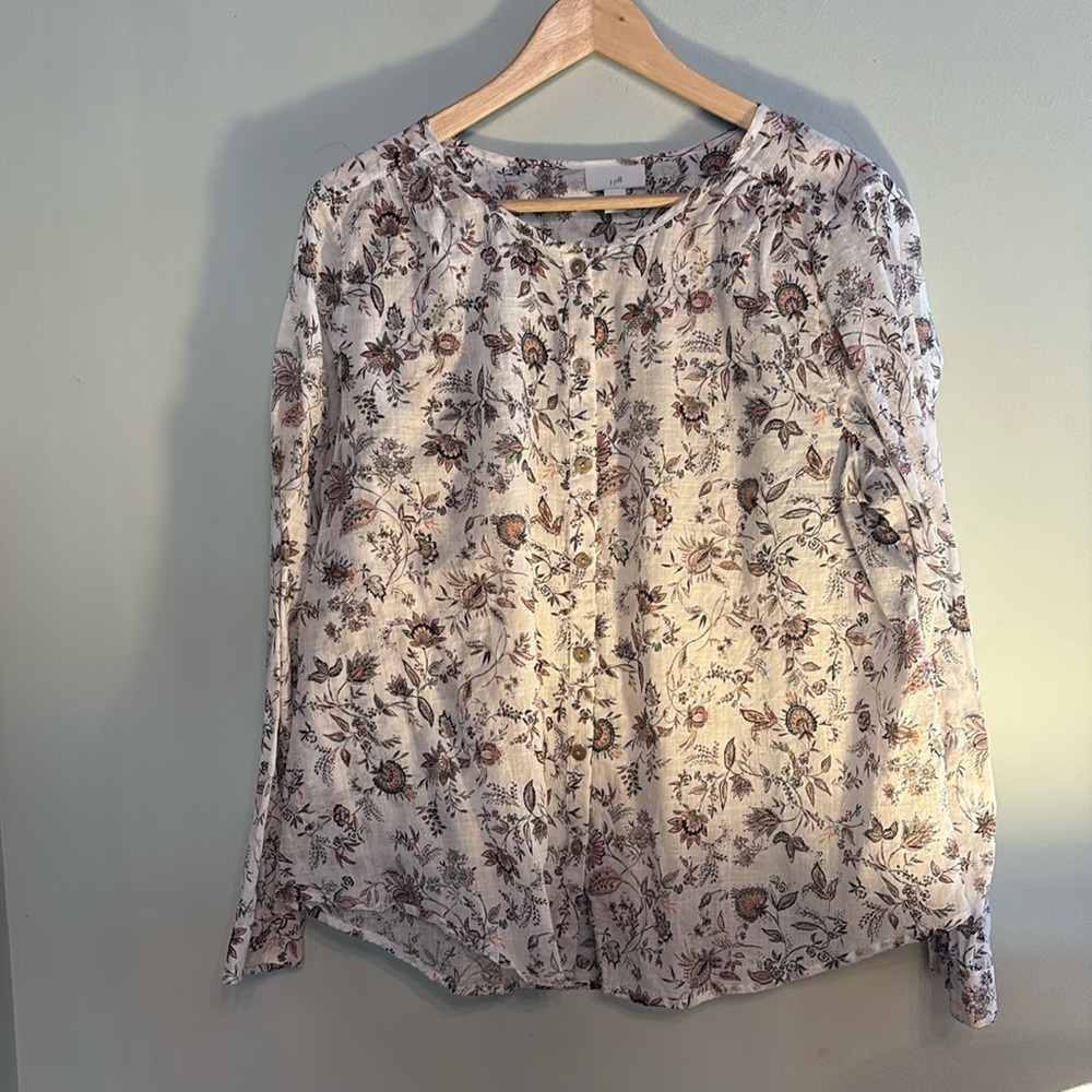 J. Jill Floral Cotton Blouse Medium